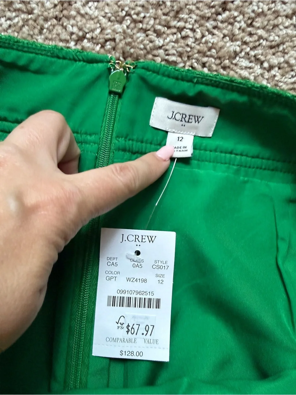 J. Crew Emerald Green Mini Skirt